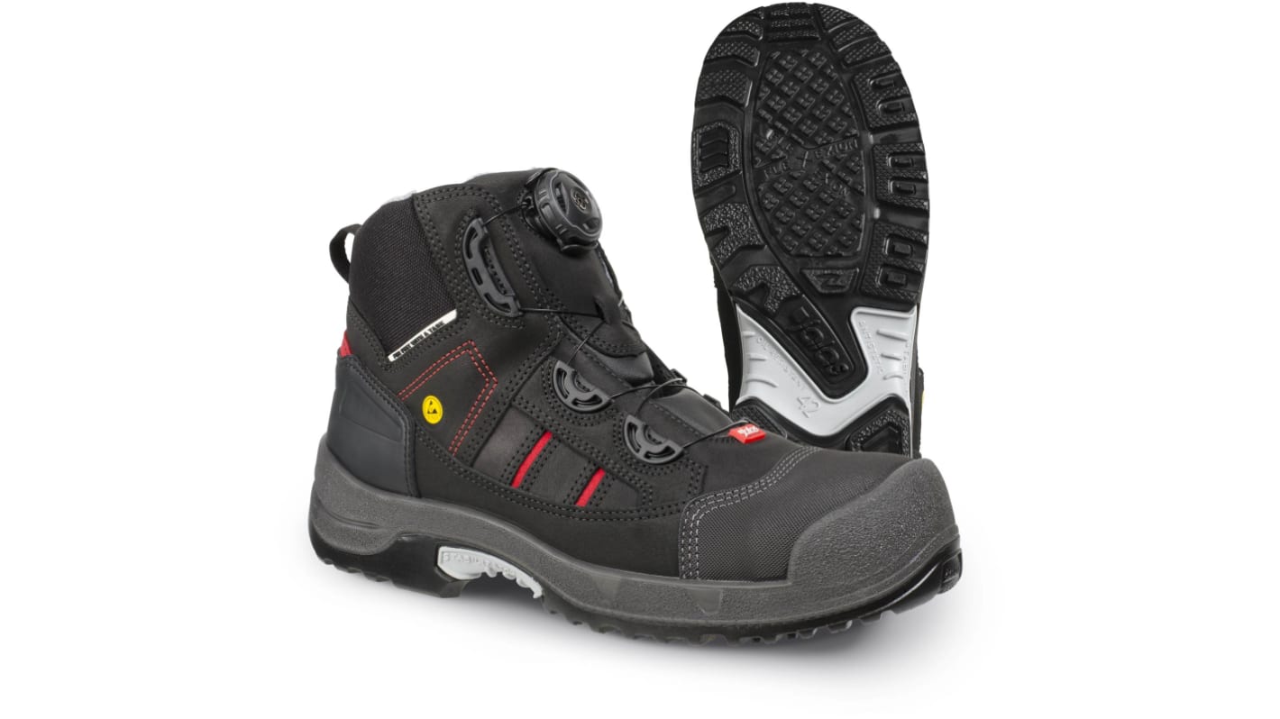 Jalas 1718, Unisex Sicherheitsstiefel Schwarz, Grau, Rot, mit Aluminium-Schutzkappe, ESD-sicher, Größe 39 / UK 6