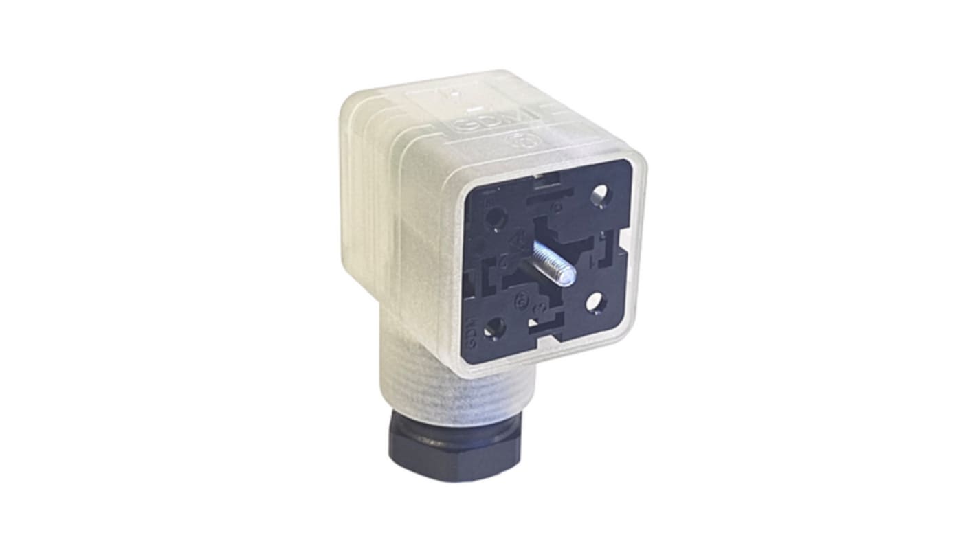 Conector DIN En Ángulo Hembra Hirschmann serie GDML de 3 vías, 8A, 24 V, DIN 43650, IP65