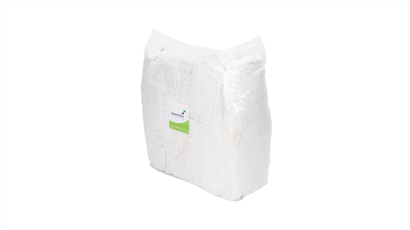 Davis & Moore Mixed Rags 10Kg White Cotton Wipes for General Purpose, Dry Use, Bag, Repeat Use