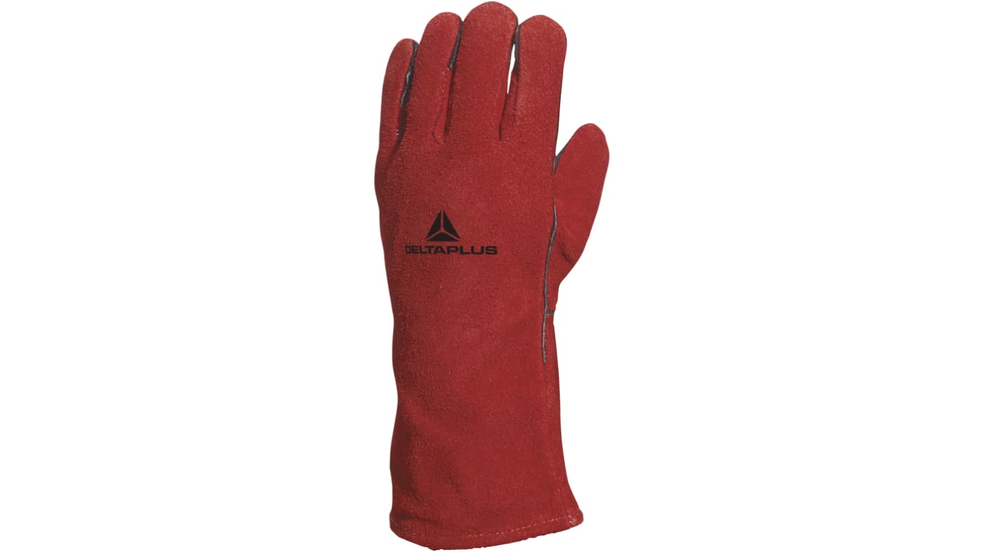 Delta Plus CA515R Red Leather Heat Resistant Work Gloves, Size 10