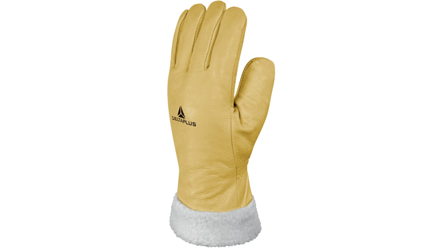 Delta Plus FBF15 Yellow Leather Thermal Work Gloves, Size 8, Medium