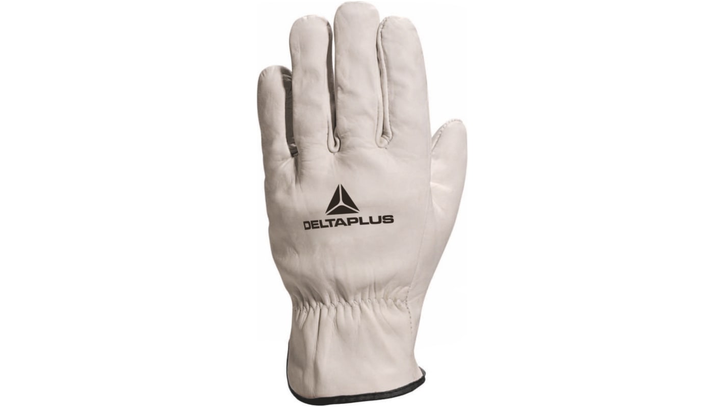 Delta Plus FBN49 White Leather Abrasion Resistant, Cut Resistant, Tear Resistant Work Gloves, Size 11