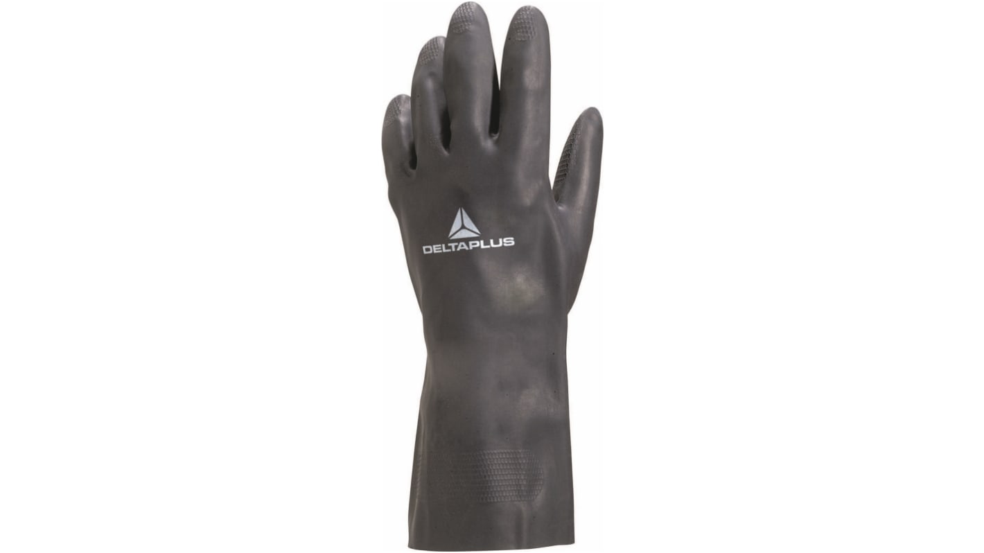 Delta Plus TOUTRAVO VE509 Black Chemical Resistant Work Gloves, Size 7, Small, Neoprene Coating