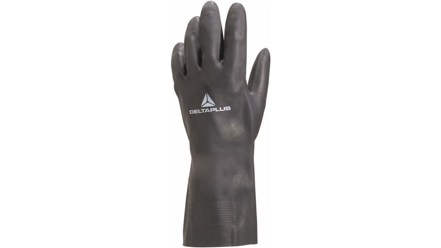 Delta Plus TOUTRAVO VE509 Black Chemical Resistant Work Gloves, Size 8, Medium, Neoprene Coating