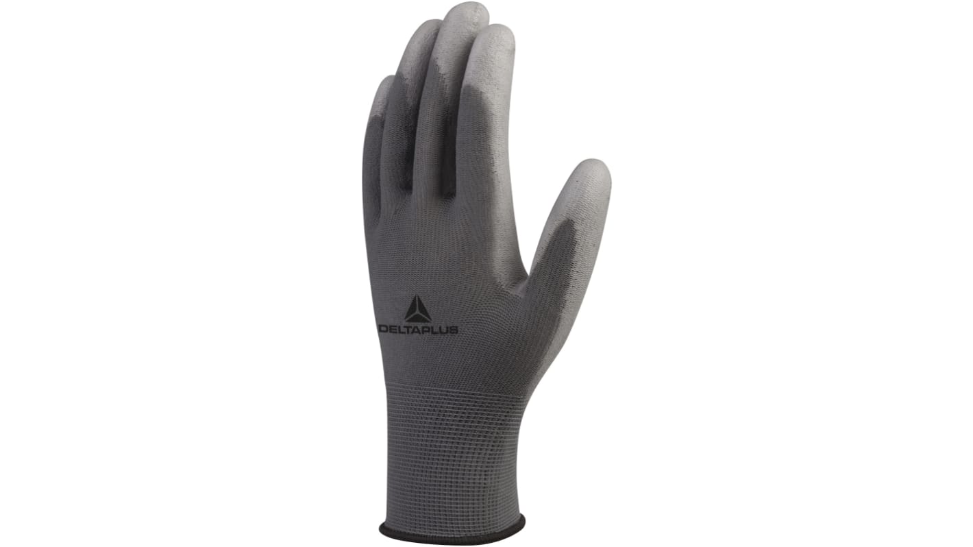 Guantes de trabajo de Poliamida Gris Delta Plus serie VE702GR, talla 6, con recubrimiento de Poliuretano, Resistentes a