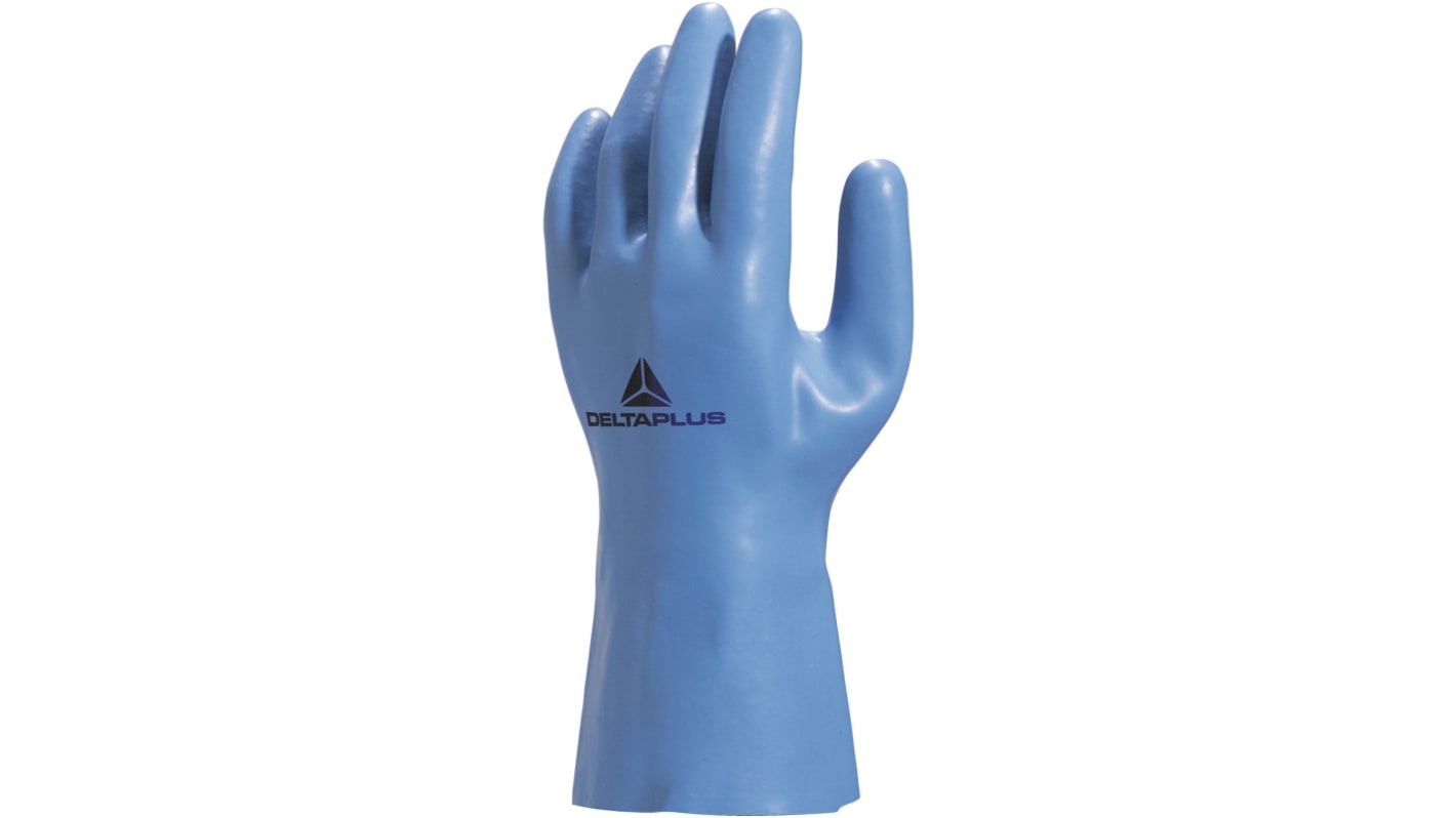 Delta Plus VENIZETTE VE920 Blue Cotton Chemical Resistant Work Gloves, Size 7, Small, Latex Coating