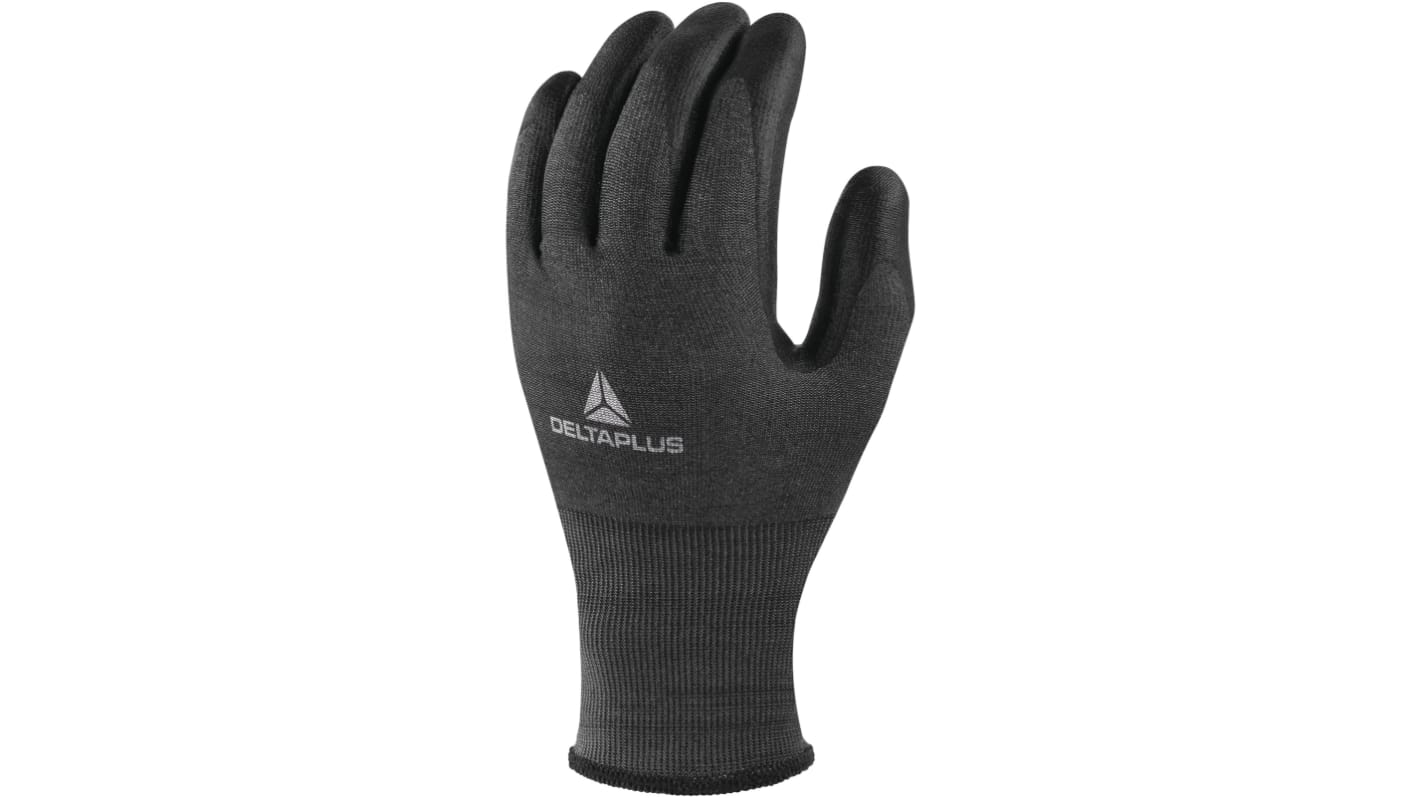 Delta Plus VENICUTD05 Black DELTANOCut Fiber Cut Resistant Work Gloves, Size 7, Polyurethane Coating