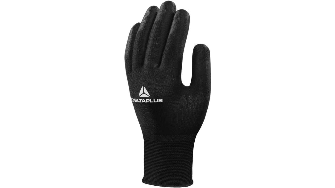 Guantes de trabajo de Poliamida Negro Delta Plus serie HESTIA VV702NO, talla 7, S, con recubrimiento de Poliuretano,