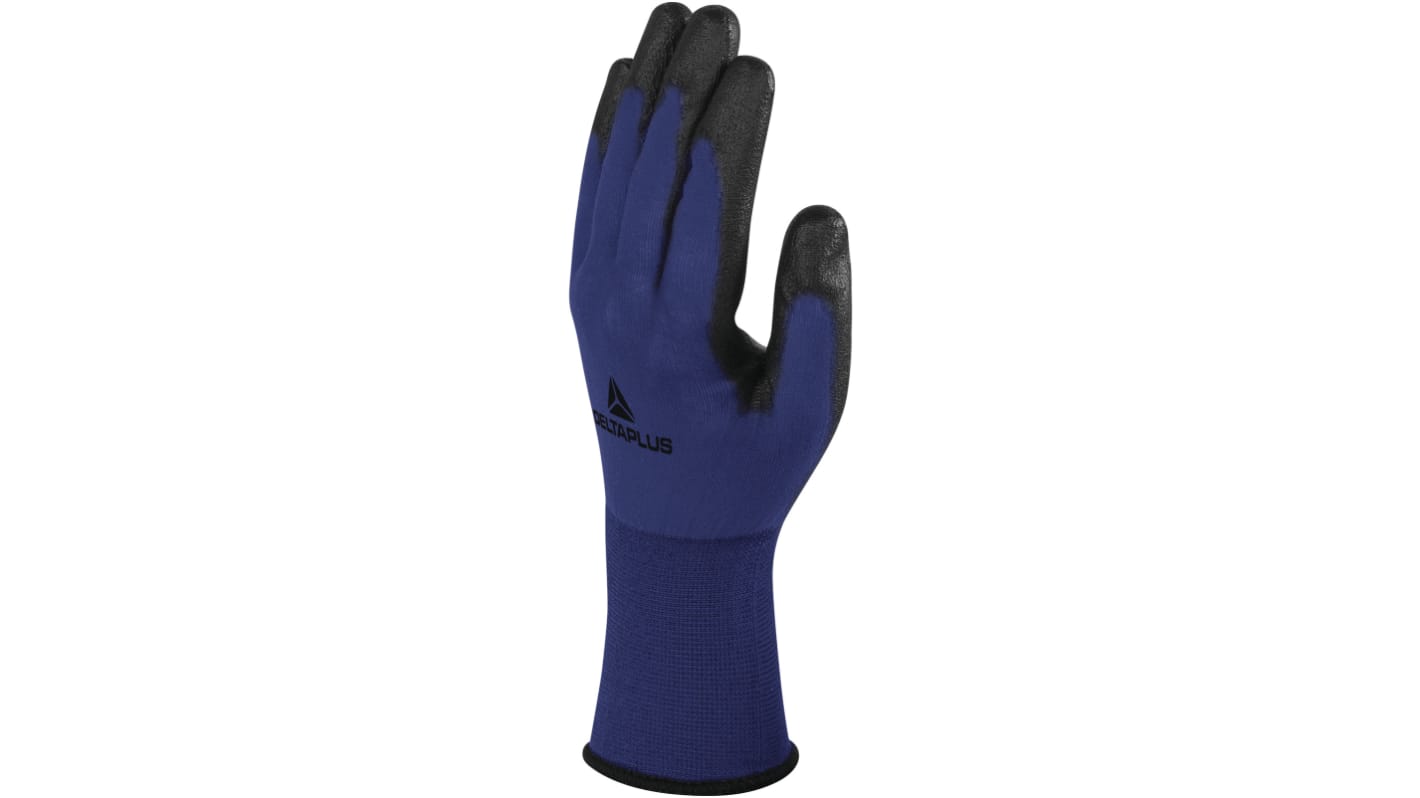 Guantes de trabajo de Poliamida Azul Delta Plus serie VV704, talla 7, con recubrimiento de Poliuretano, Resistentes a