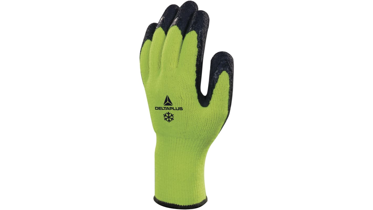 Delta Plus APOLLON WINTER VV735 Fluorescent yellow-Black Acrylic Thermal Work Gloves, Size 9, Latex Coating