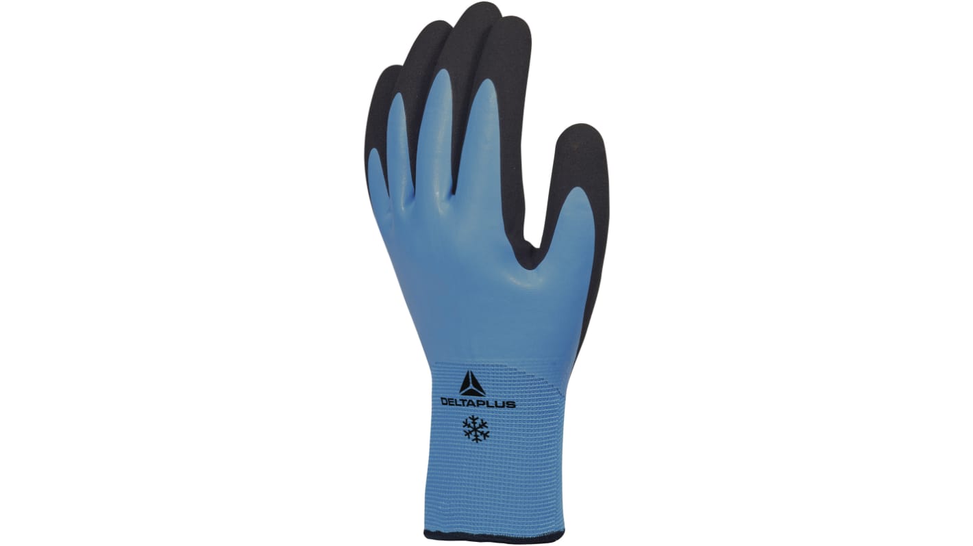 Delta Plus THRYM VV736 Black/Blue Acrylic, Polyamide Waterproof Work Gloves, Size 11, Latex Coating
