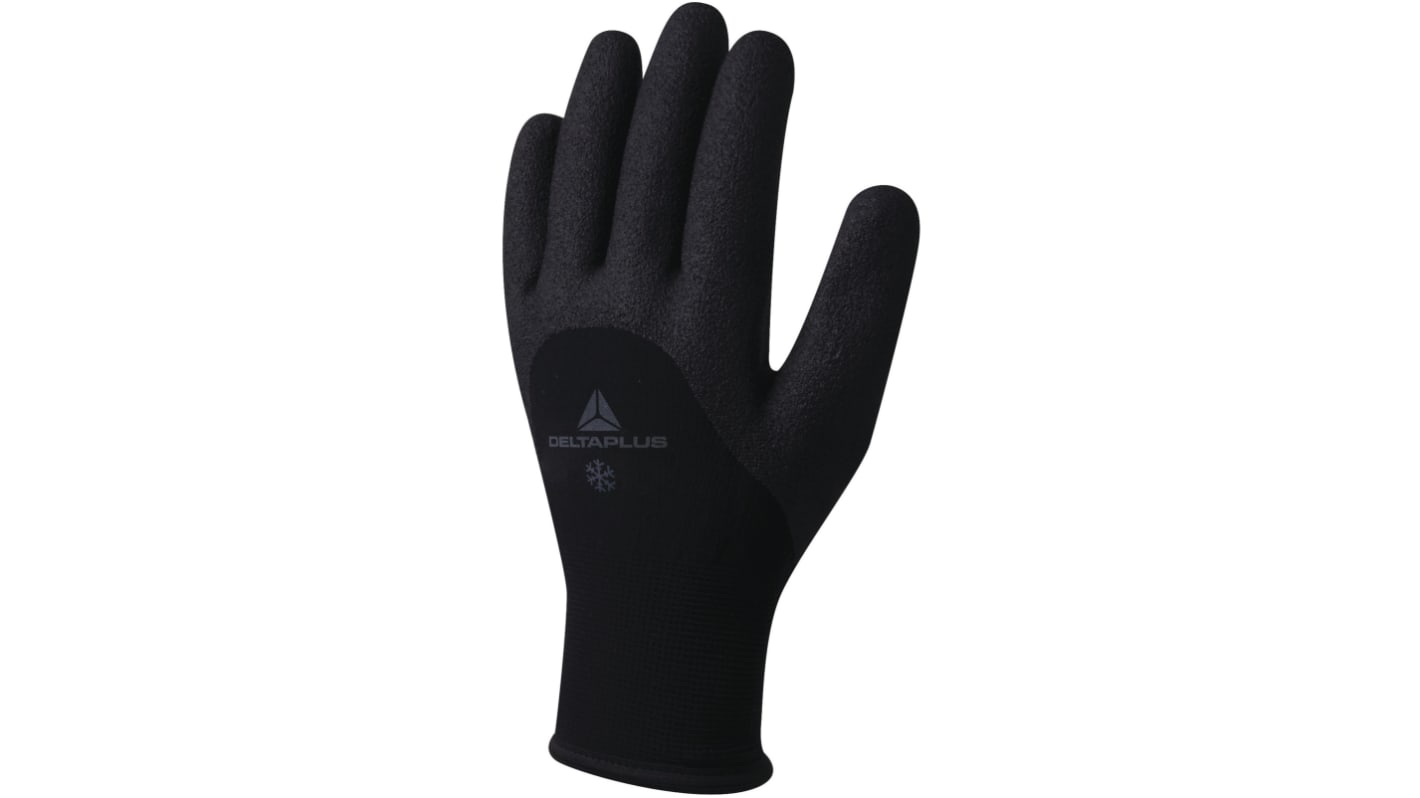 Delta Plus HERCULE VV750 Black Acrylic, Polyamide Waterproof Work Gloves, Size 10, XL, Nitrile Coating