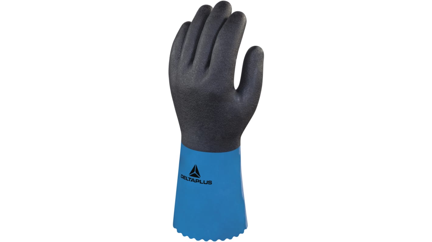Delta Plus CHEMSAFE PLUS VV836 Blue Polyamide Chemical Resistant Work Gloves, Size 9, Large, Nitrile, PVC Coating
