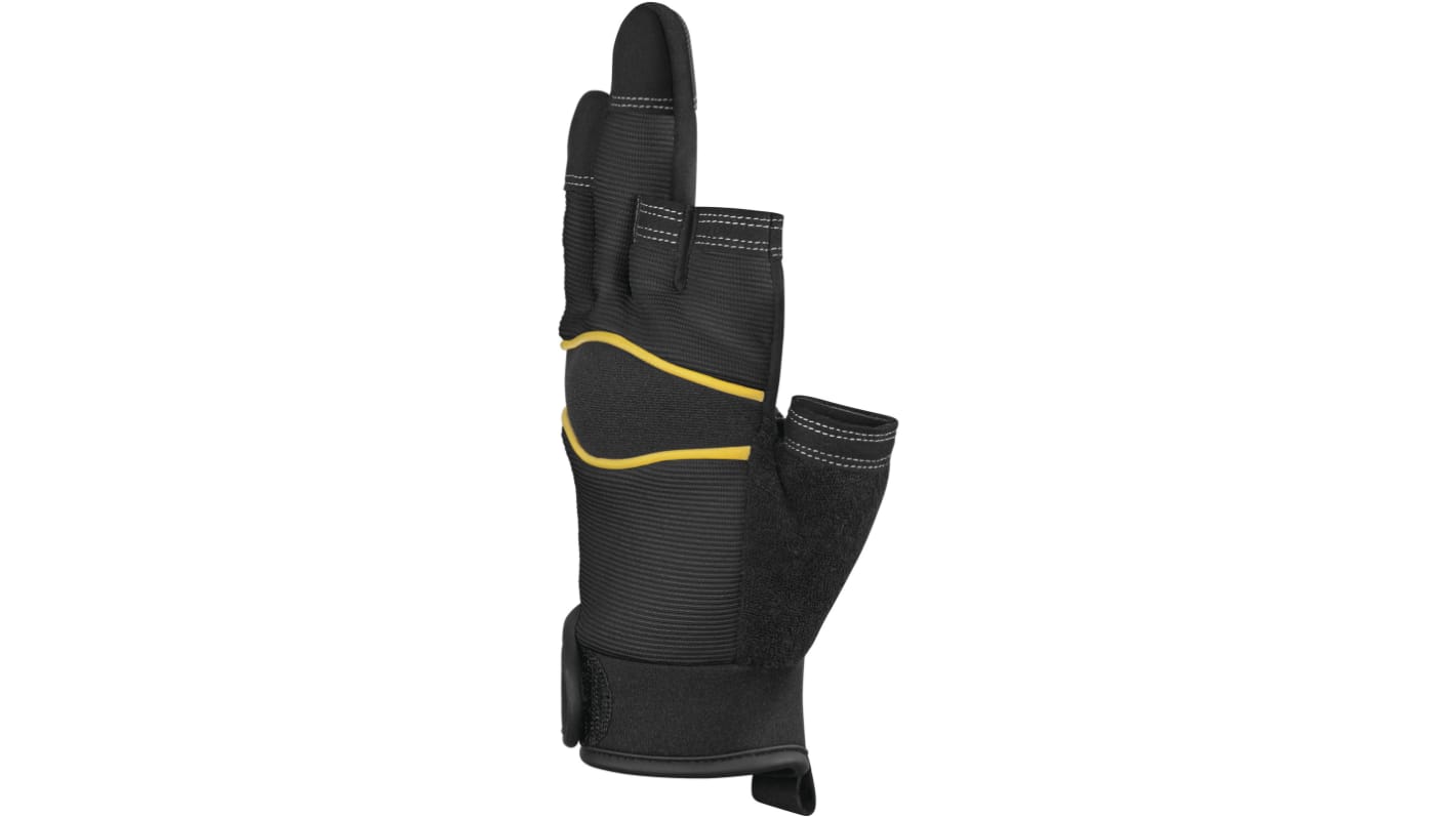 Delta Plus VV905NO Black, Yellow Leather Abrasion Resistant, Cut Resistant, Tear Resistant Work Gloves, Size 7