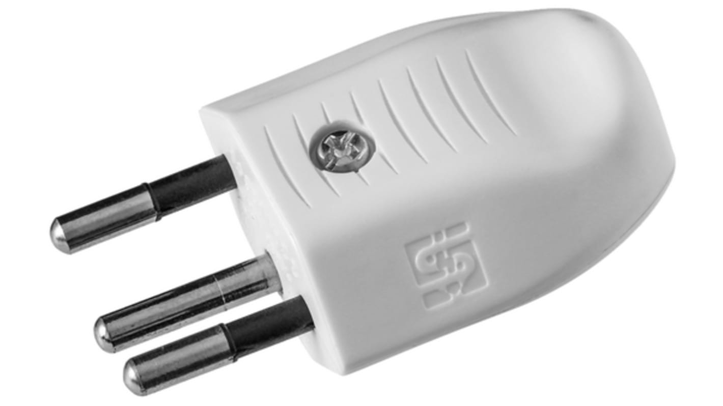 Steffen Swiss Mains Plug, 10A, Cable Mount, 250 V