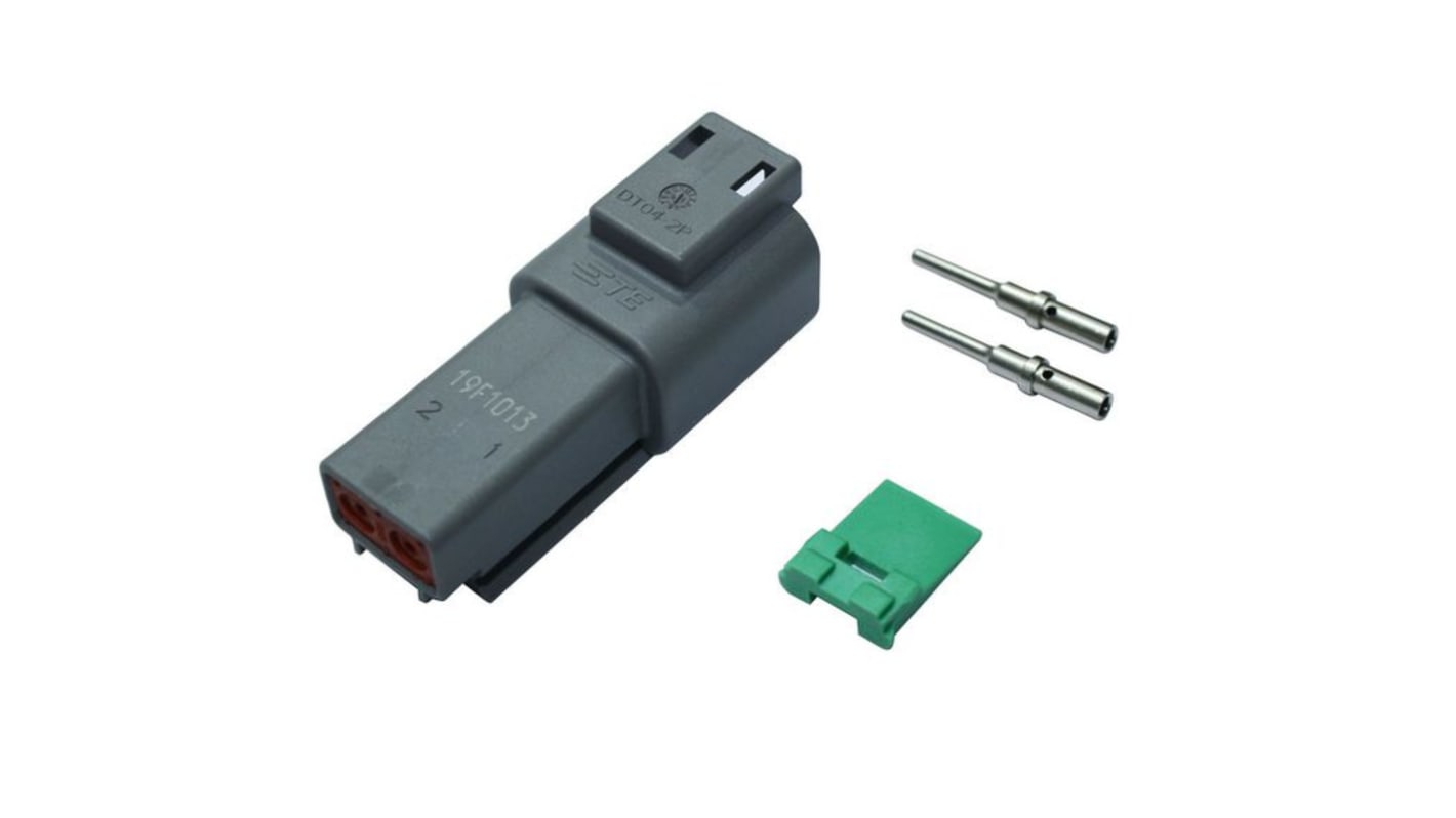 TE Connectivity DT  Automotive, Kfz-Steckverbinder, Stecker, LWL-Steckverbinder, 2-polig / 1-reihig, 13A