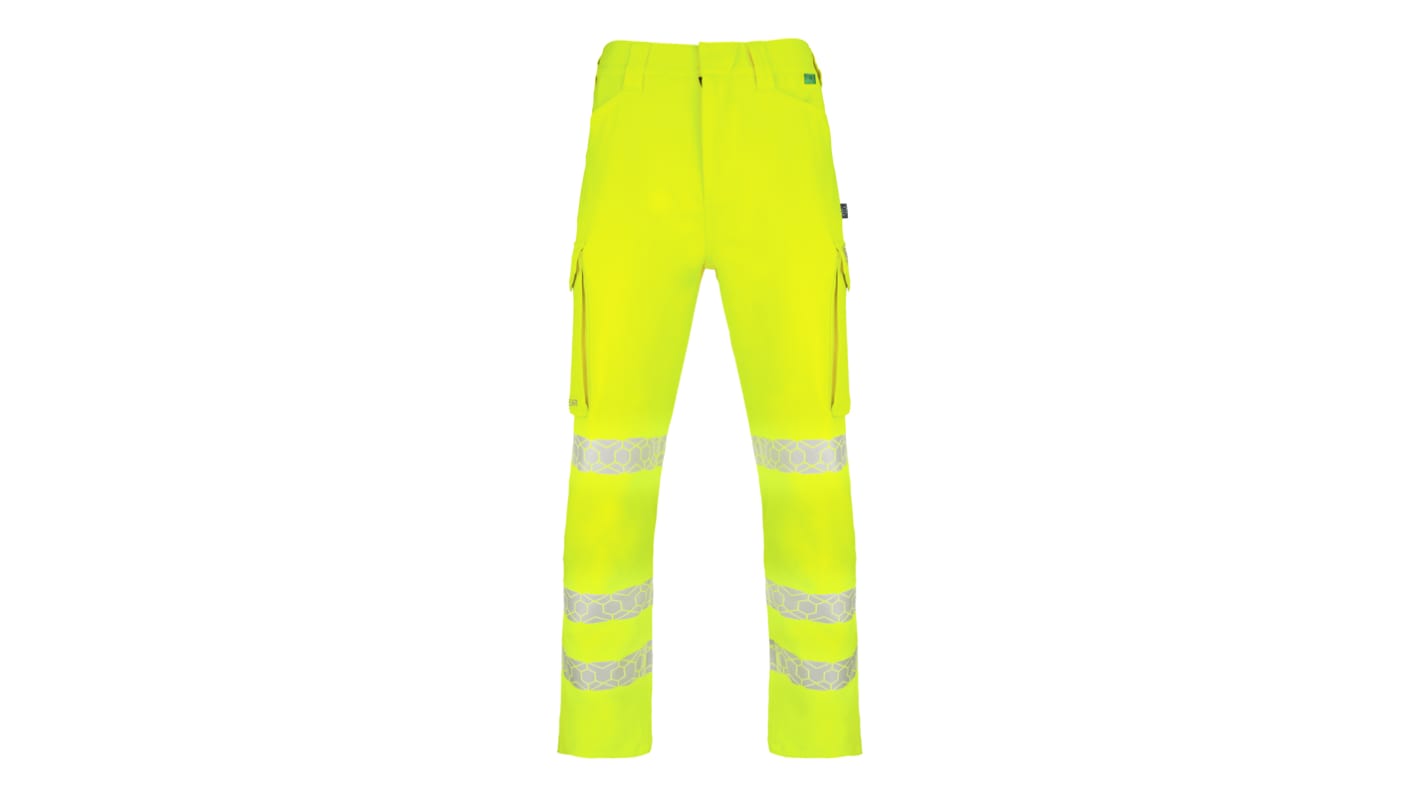 Beeswift EWCTR Yellow Comfortable, Soft Hi Vis Trousers, 30in Waist Size