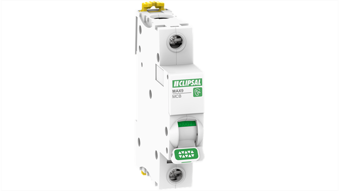 Clipsal Electrical MAX9 MX9MC MCB, 1P, 6A, 415V AC, 6000 A Breaking Capacity