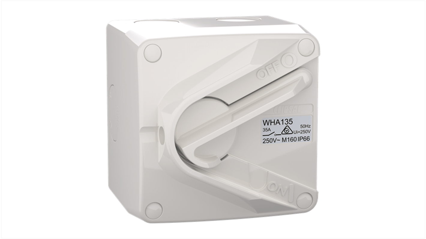 Clipsal Electrical White WHA Fan Isolator Switch, 250V, IP66