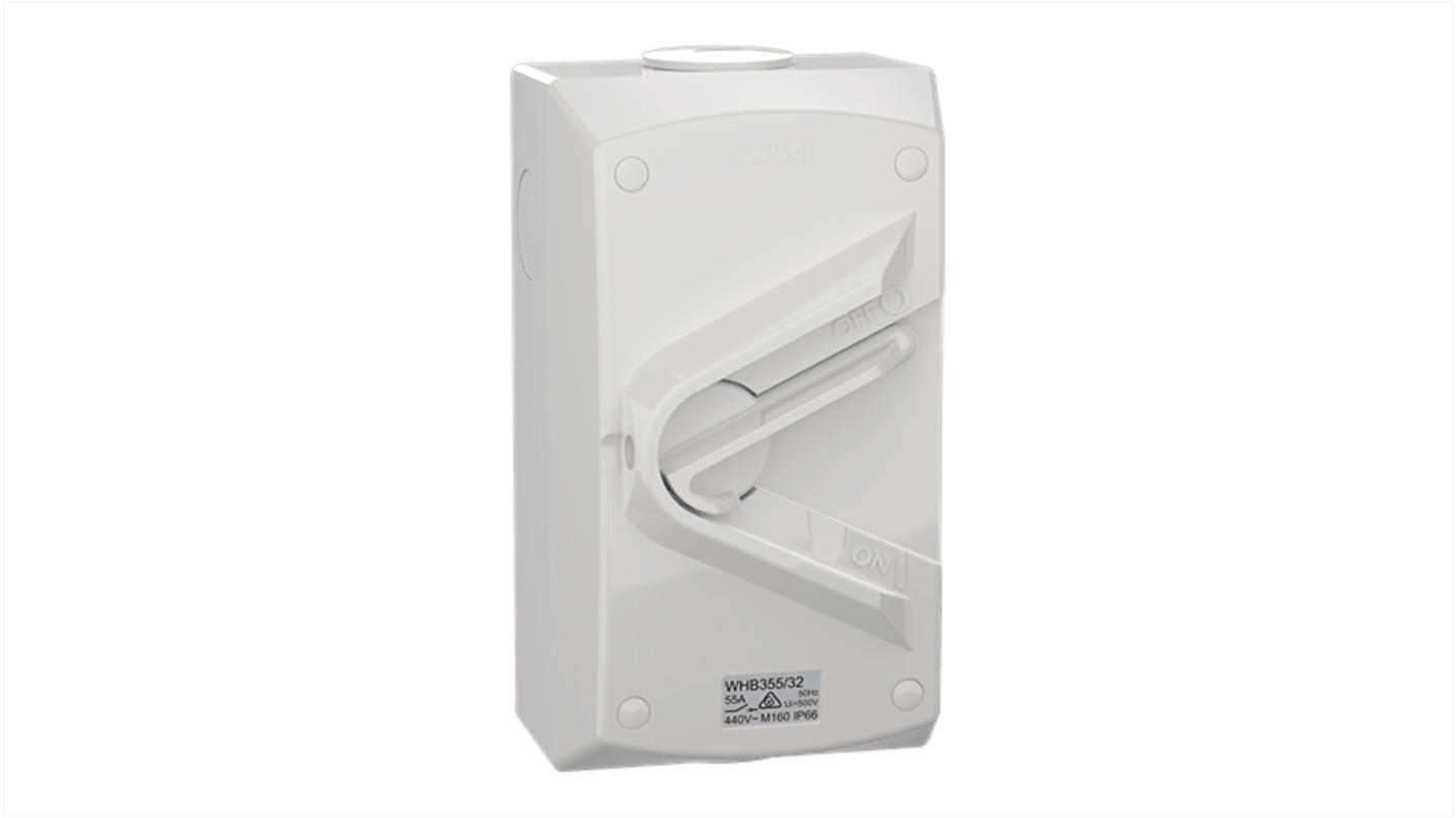 Clipsal Electrical 3 Pole Isolator Switch - 55A Maximum Current, IP66