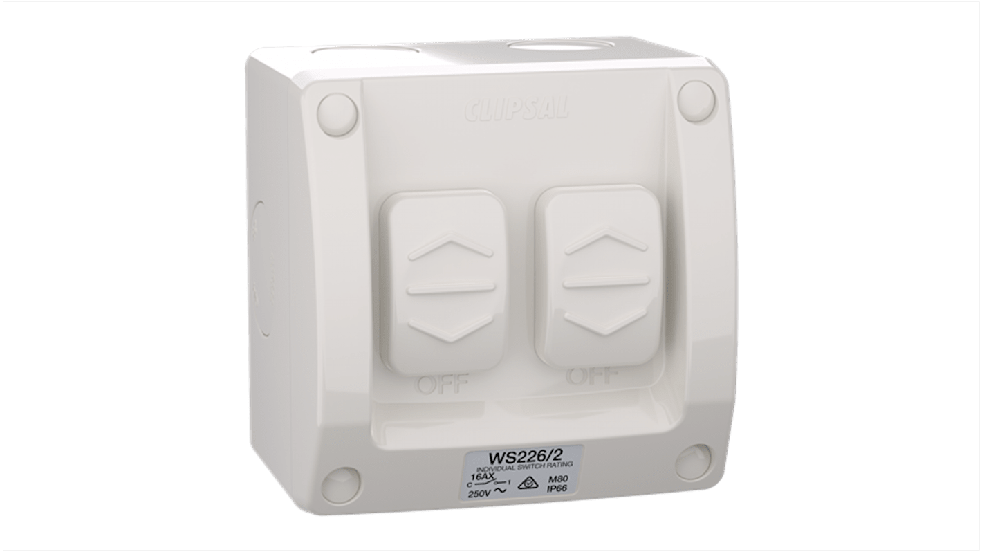 Clipsal Electrical Grey Series WS Fan Isolator Switch, 250V, IP66