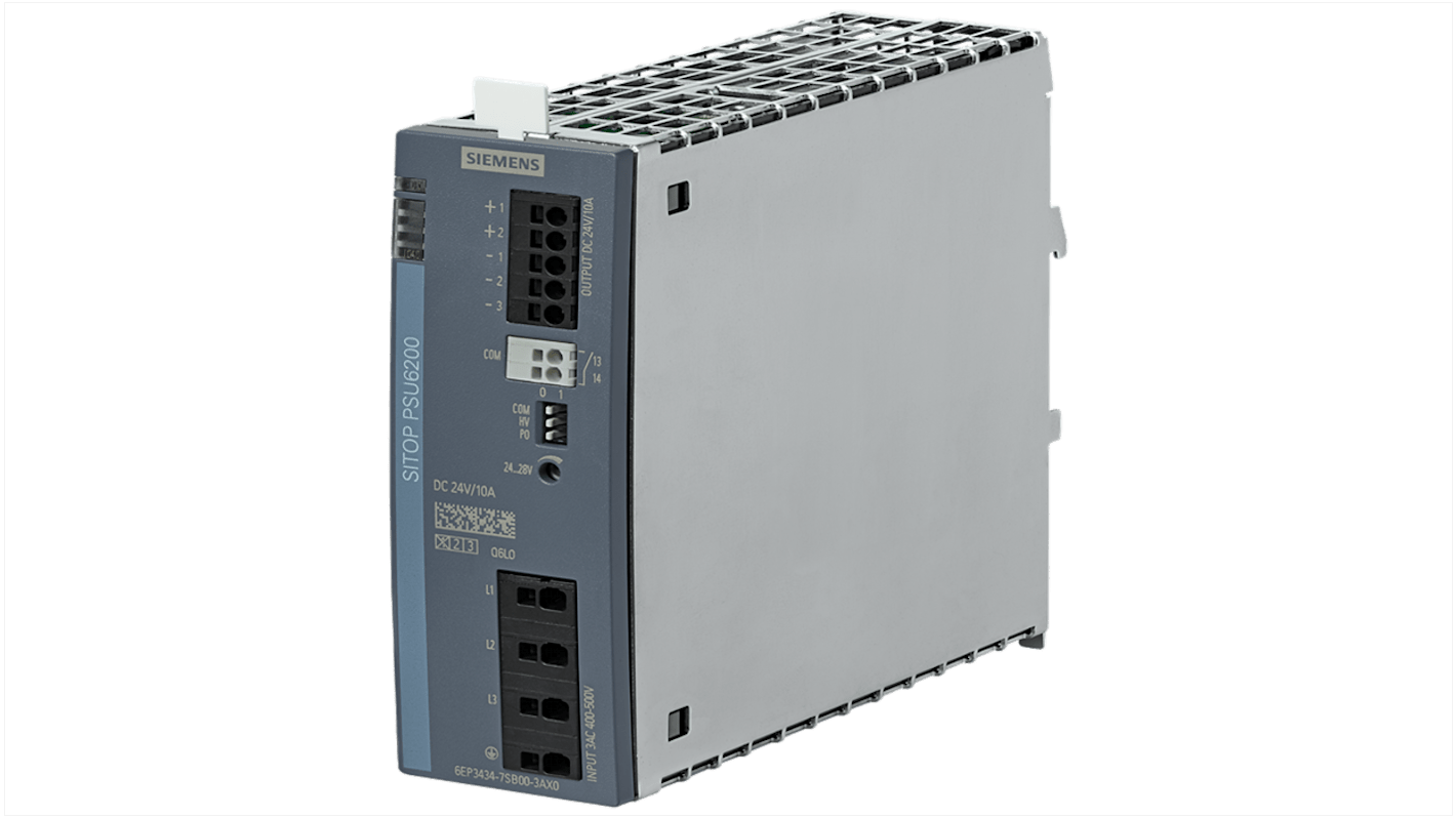 Siemens 6EP3434 DIN Rail Power Supply, 400 → 500V ac ac Input, 24V dc dc Output, 10A Output