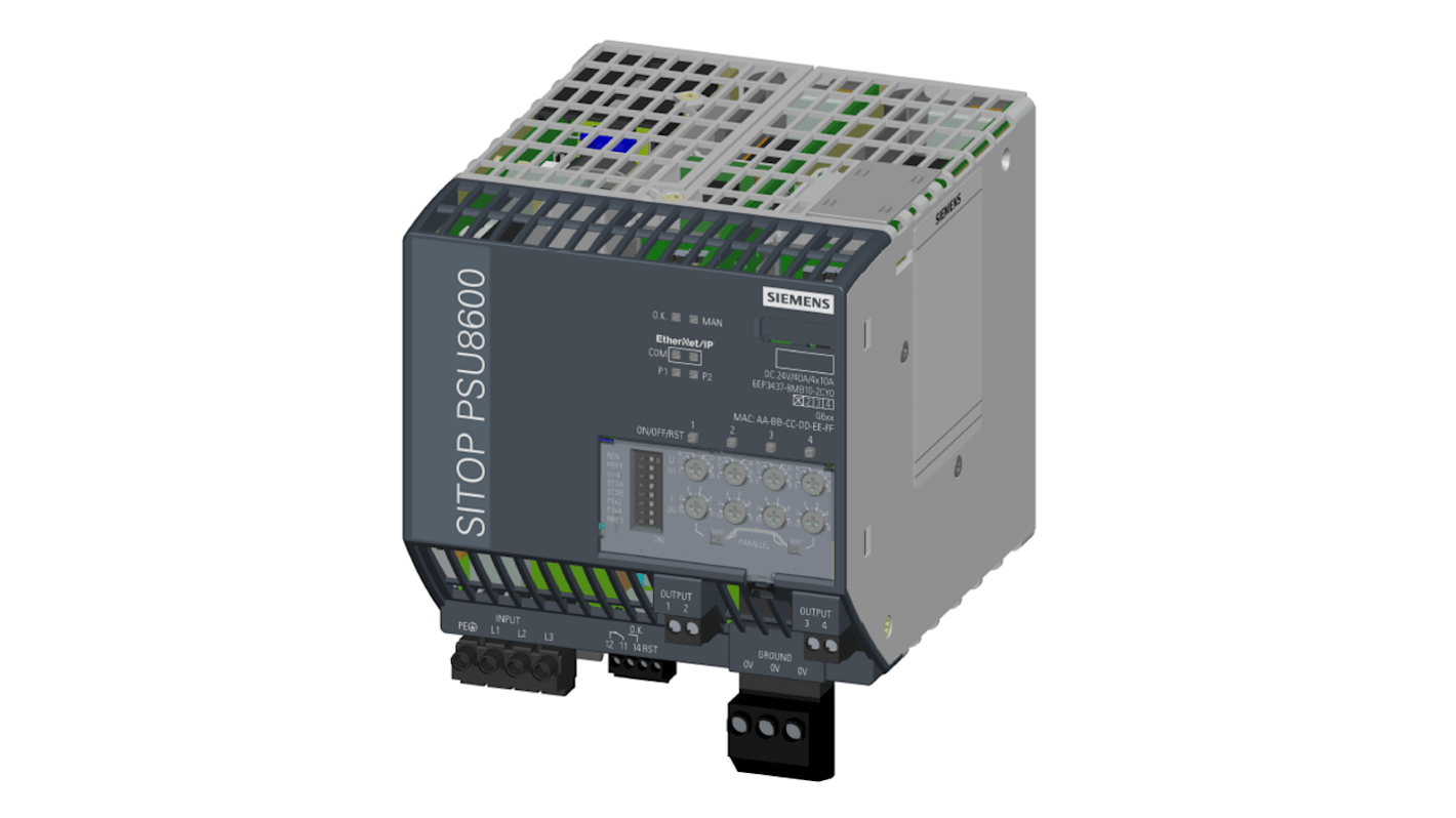 Siemens DIN-sín tápellátás, BE: 400 → 500V ac, 24V dc, 40A