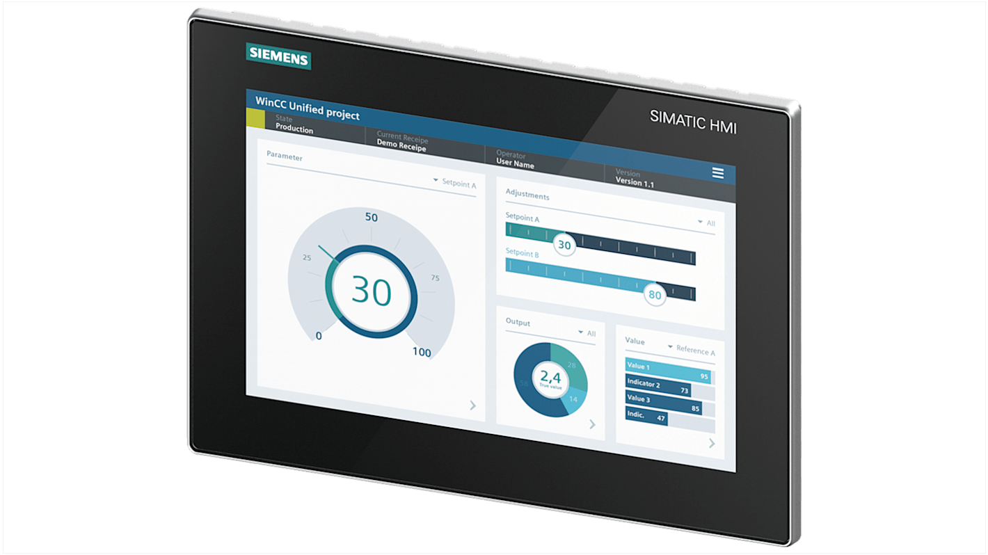 Siemens 6AV2128 Series MTP1200 Unified Comfort HMI Panel - 12.1 in, TFT Display, 1280 x 800pixels