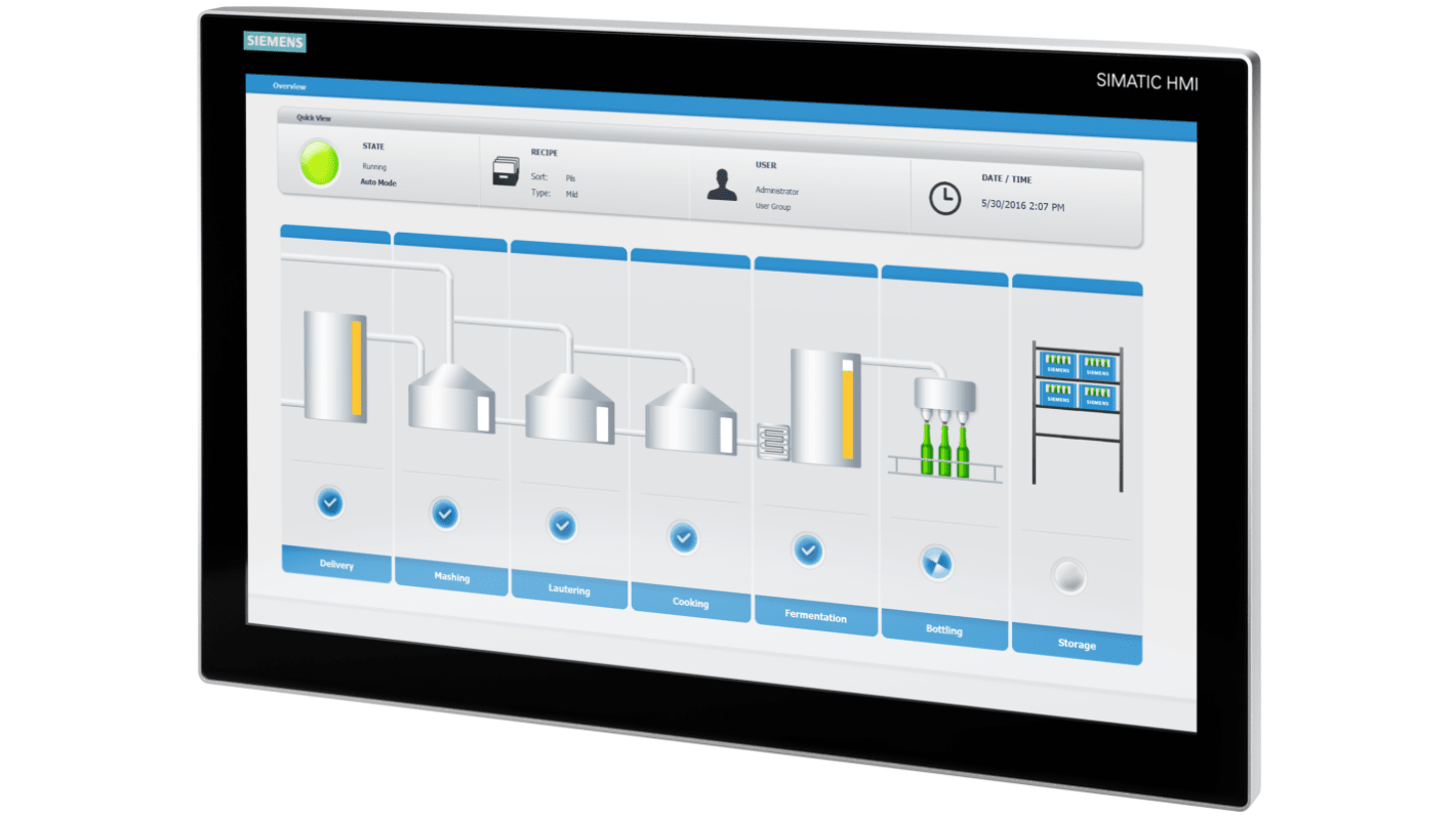 Siemens 6AV2128 Series IFP1200 V2 HMI Panel - 12.1 in, TFT Display, 1280 x 800pixels