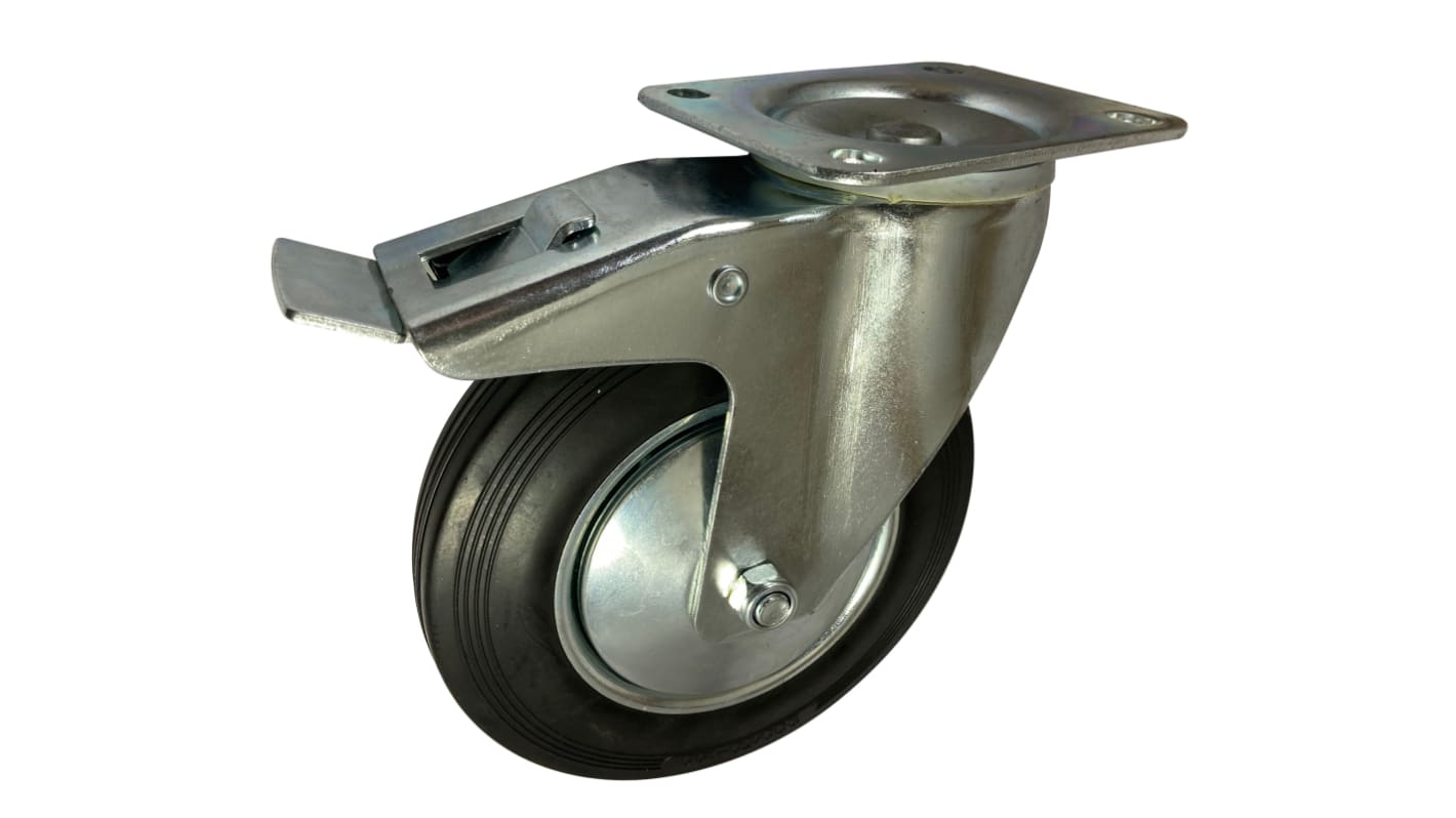 RS PRO Braked Swivel Castor Wheel, 205kg Capacity, 200mm Wheel