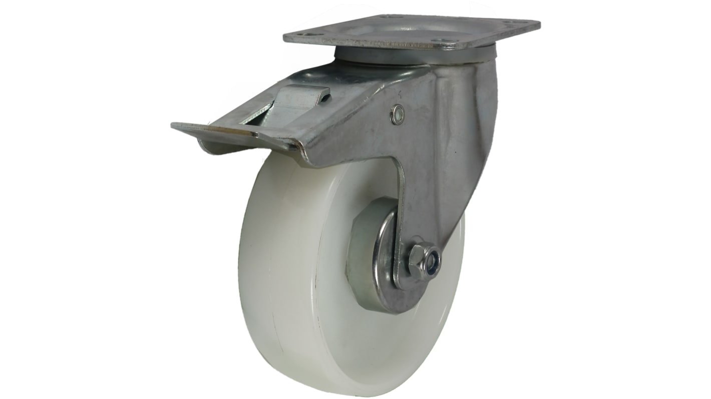 RS PRO Braked Swivel Castor Wheel, 150kg Capacity, 100mm Wheel