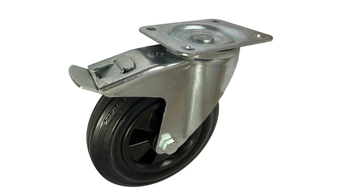 RS PRO Braked Swivel Castor Wheel, 205kg Capacity, 200mm Wheel