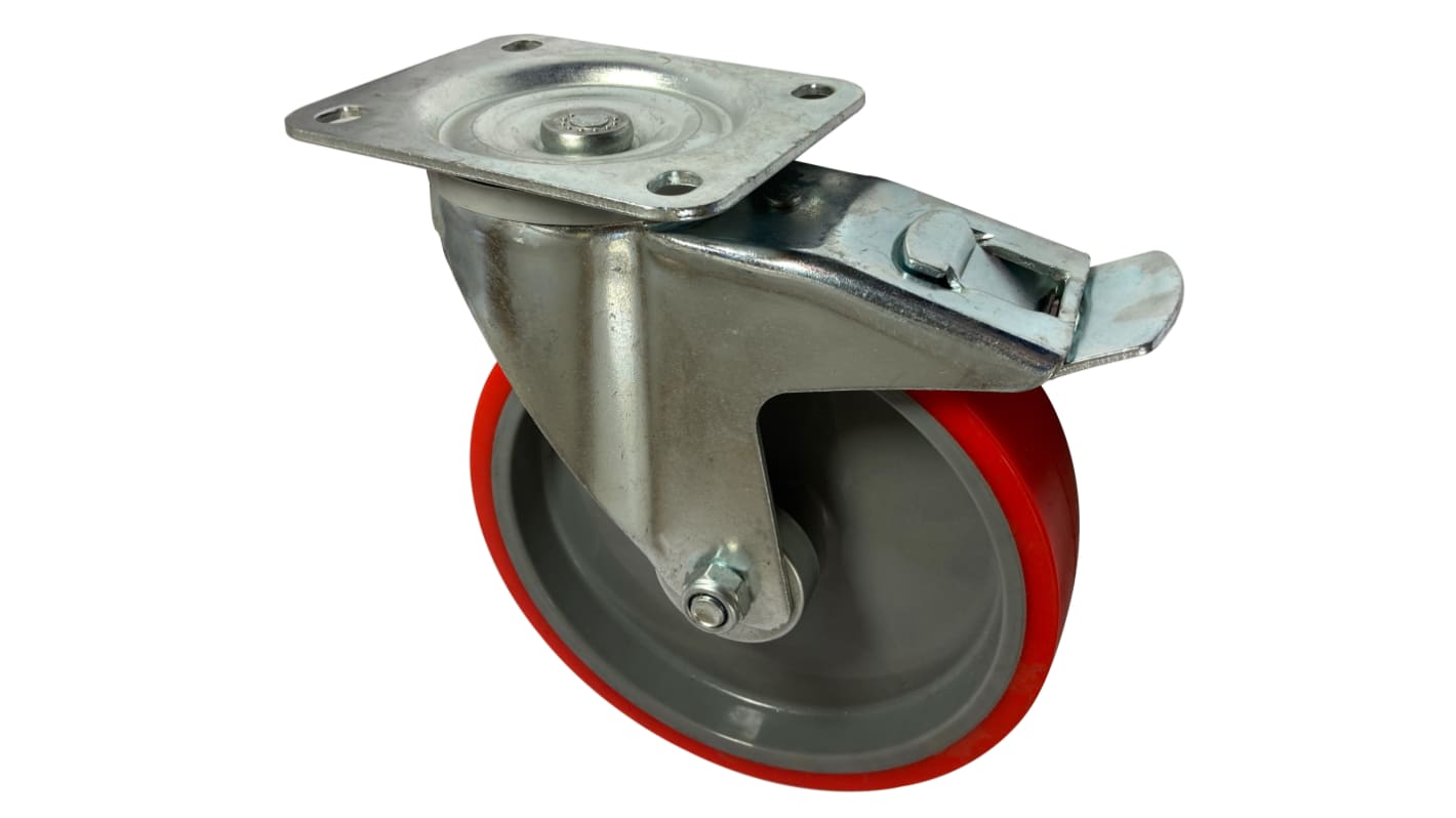 RS PRO Braked Swivel Castor Wheel, 350kg Capacity, 200mm Wheel