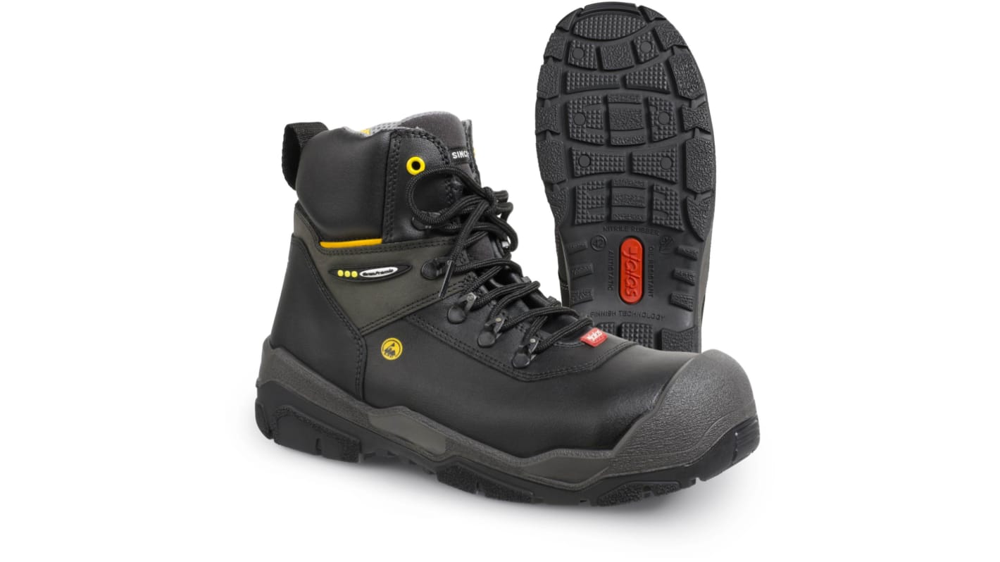 Ejendals 1828 EN20345 S3, Unisex Sicherheitsstiefel Schwarz, Gelb, mit Aluminium-Schutzkappe, ESD-sicher, Größe 43 / UK