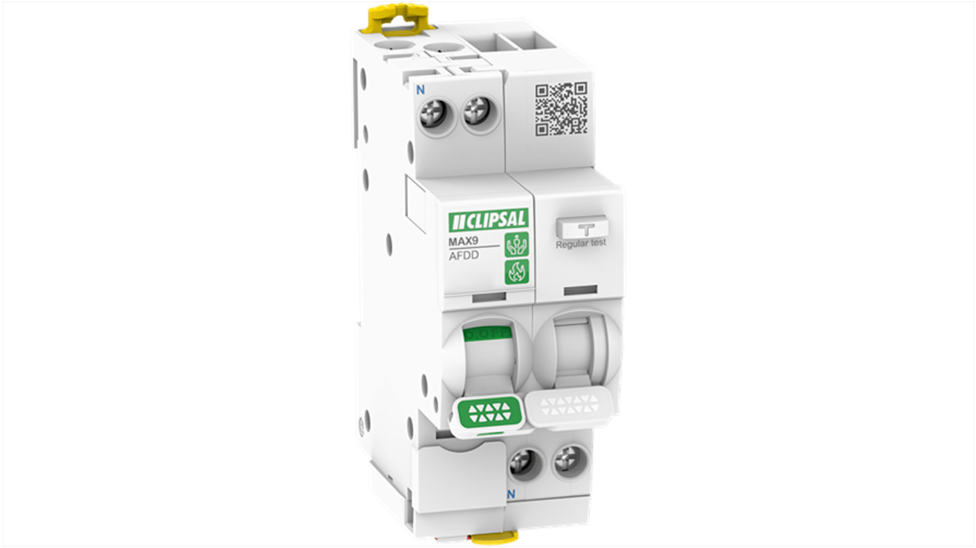 Clipsal Electrical RCBO, 6A Current Rating, 1P+N Poles, 30mA Trip Sensitivity, Type A, MAX9 Range