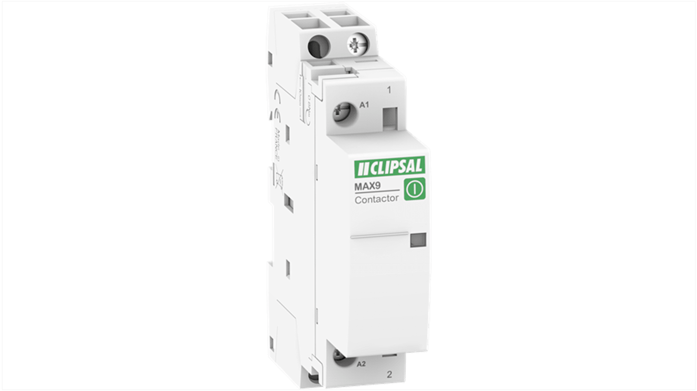 Clipsal Electrical MX9C Series Contactor, 240 VAC Coil, 1-Pole, 25 A, 1.3 W, 1 NO, 240 V ac