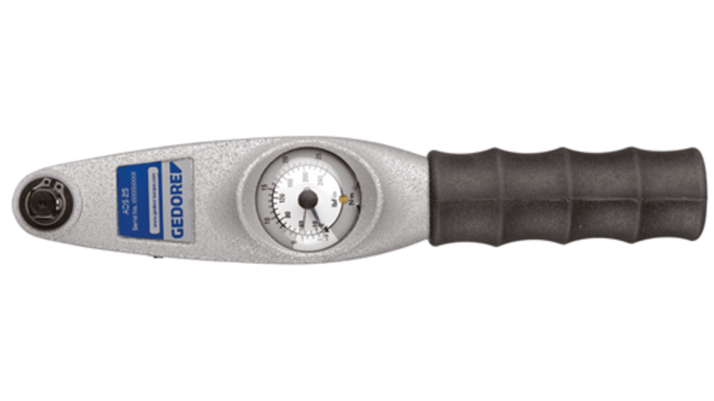 Gedore ADS 8 S Dial Torque Wrench, 1.6 → 8Nm, 1/4 in Drive, Square Drive, 61 x 45mm Insert