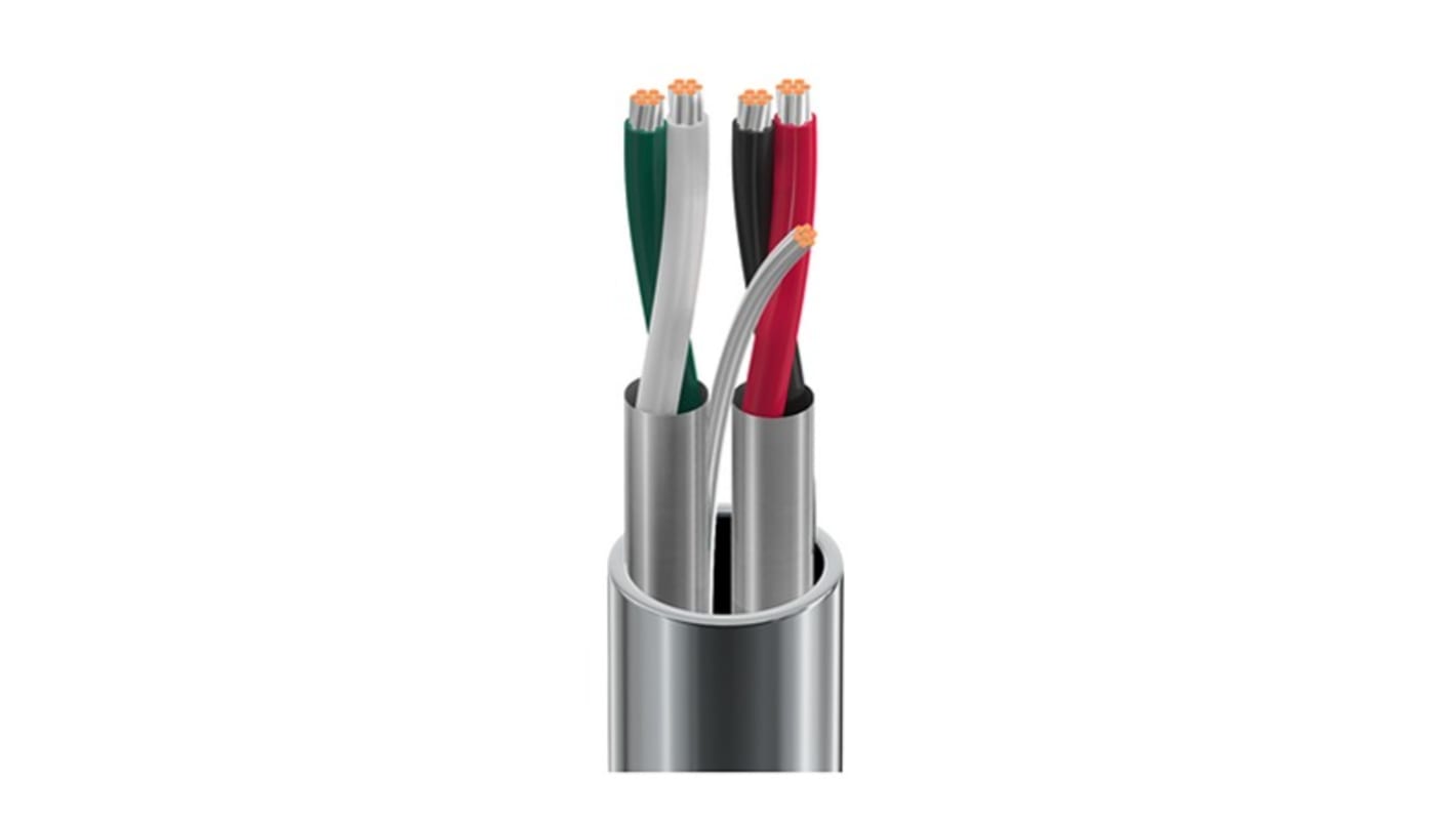 Cable de datos apantallado Datos Belden de 4 conductores, 0.34 mm2, 22 AWG, long. 152m Cromo