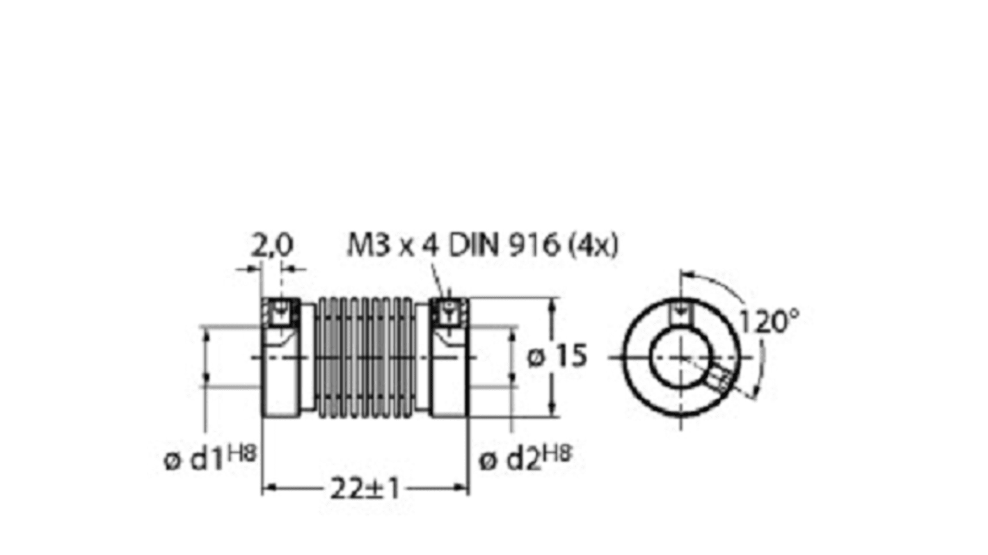 Turck RCS Series, 6 mm Coupling, 22mm Cable Length, 15mm Probe