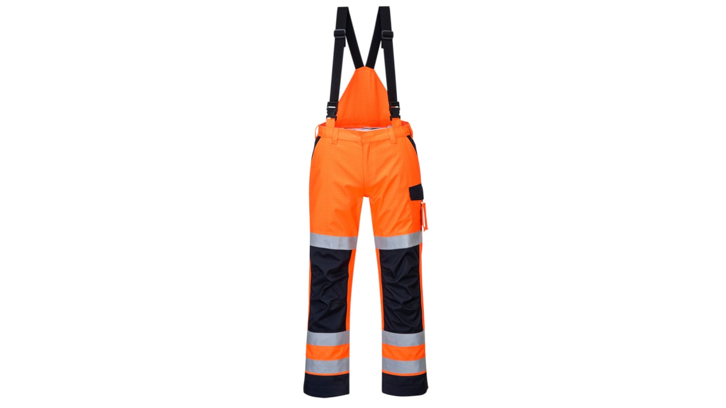 Portwest MV71 Orange/Navy Carbon Fibre, Polyester Flame Retardant, Heat Trousers Rain Trousers 36 → 38in, 92