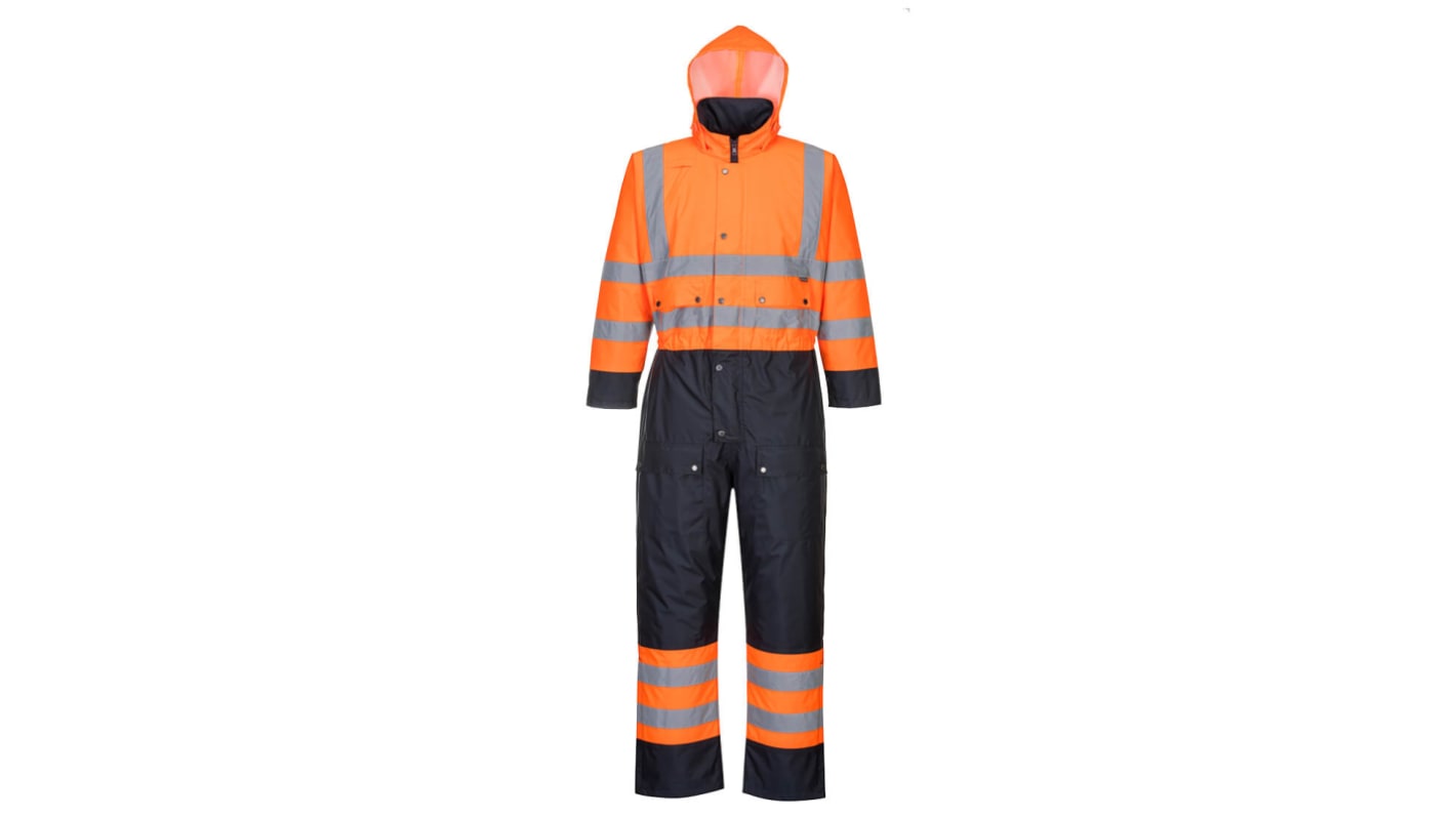 Portwest Orange/Navy Reusable Hi Vis Overalls, 3XL