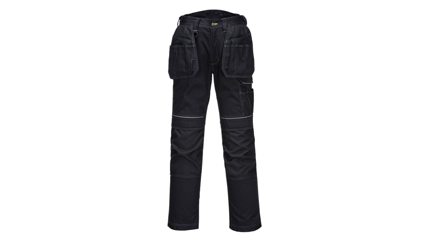 Portwest T602 Unisex Hose , 35 % Baumwolle, 65 % Polyester Schwarz/Marineblau, Größe 76cm / 30Zoll x 31Zoll