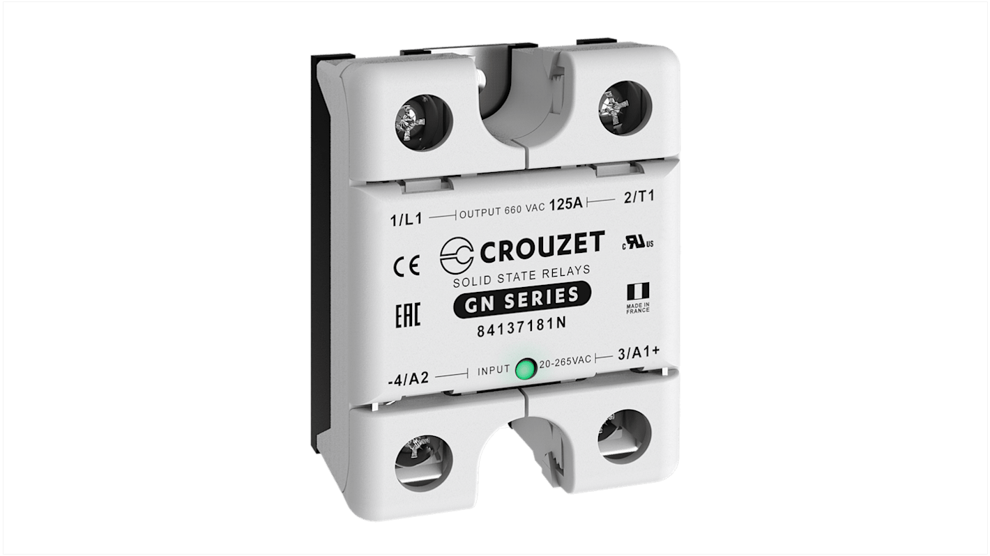 Crouzet ソリッドステートリレー 最大負荷電流:125 A 最大負荷電圧:660 V ac ヒートシンク, 84137181N