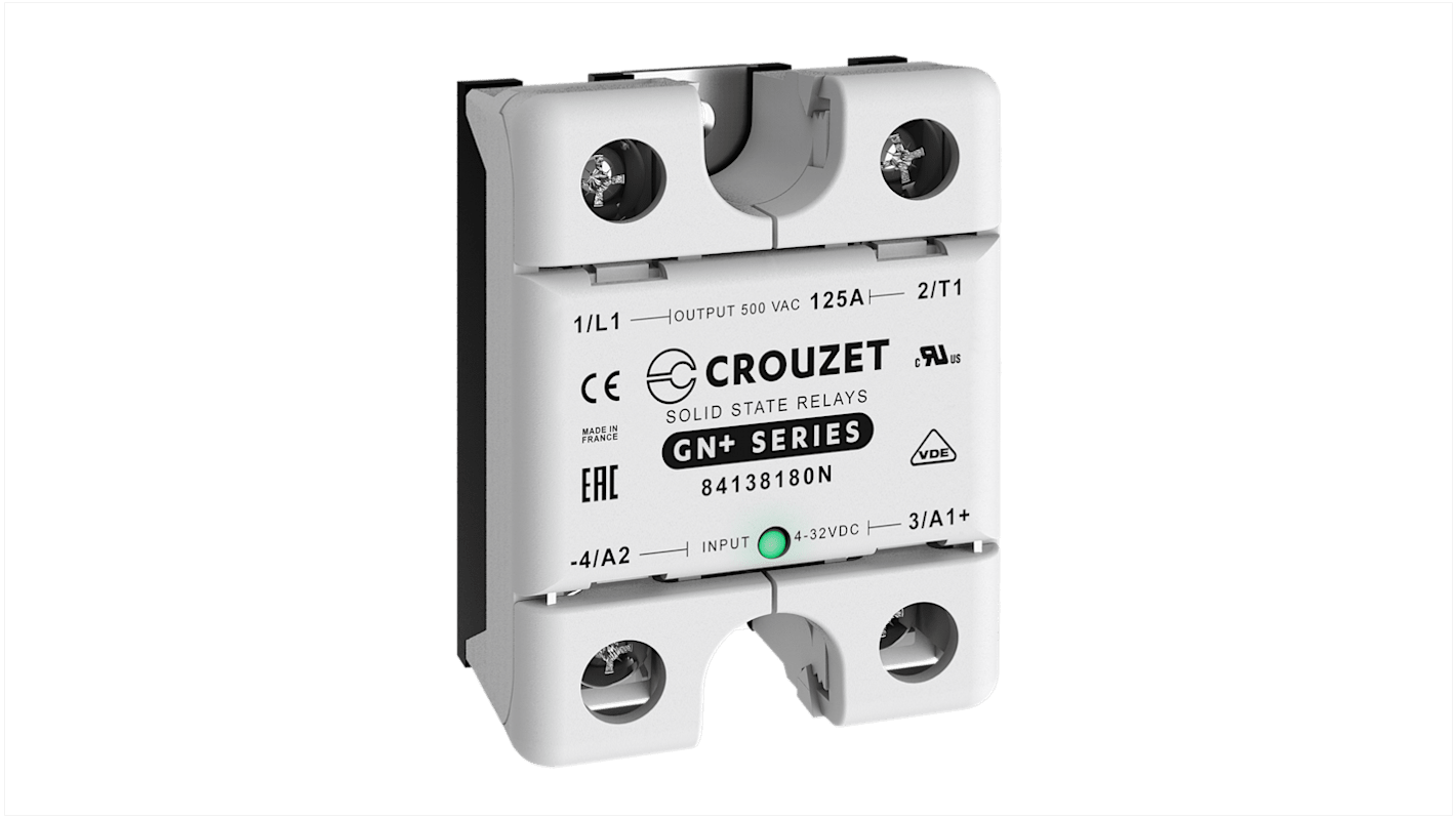 Crouzet ソリッドステートリレー 最大負荷電流:125 A 最大負荷電圧:500 V ac ヒートシンク, 84138180N