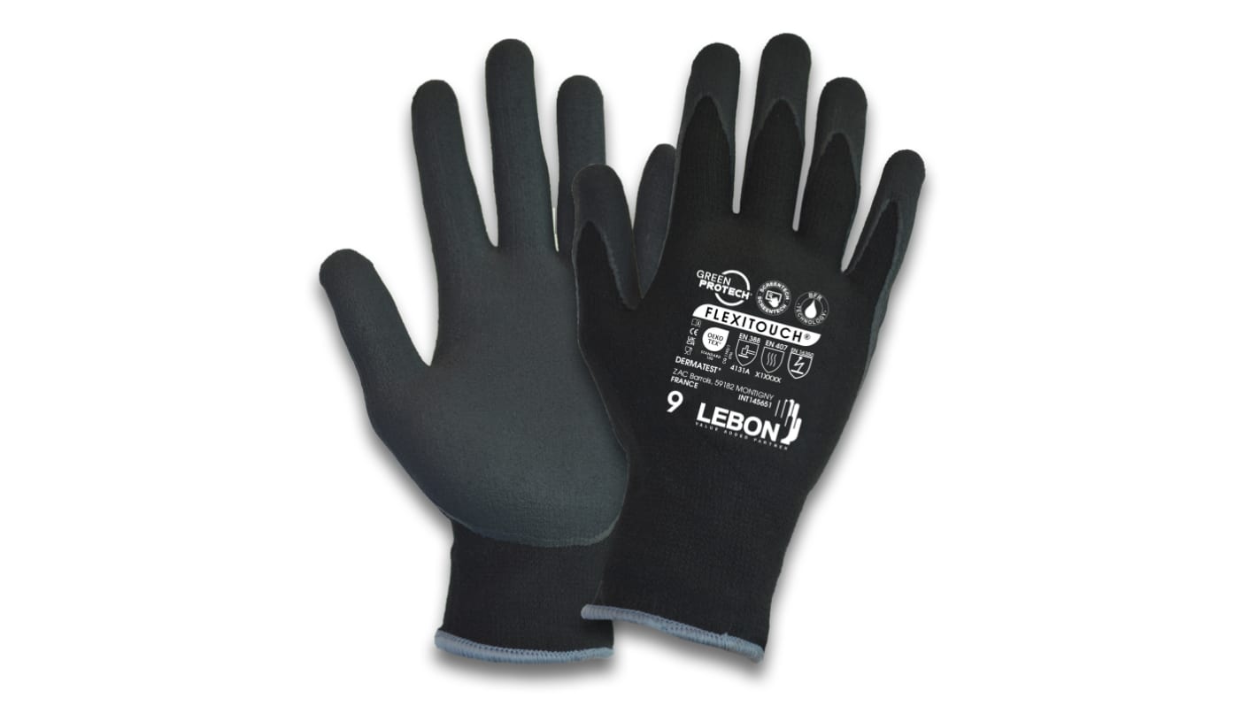 Lebon Protection FLEXITOUCH Black Polyamide Abrasion Resistant, Cut Resistant, Tear Resistant Work Gloves, Size 11,