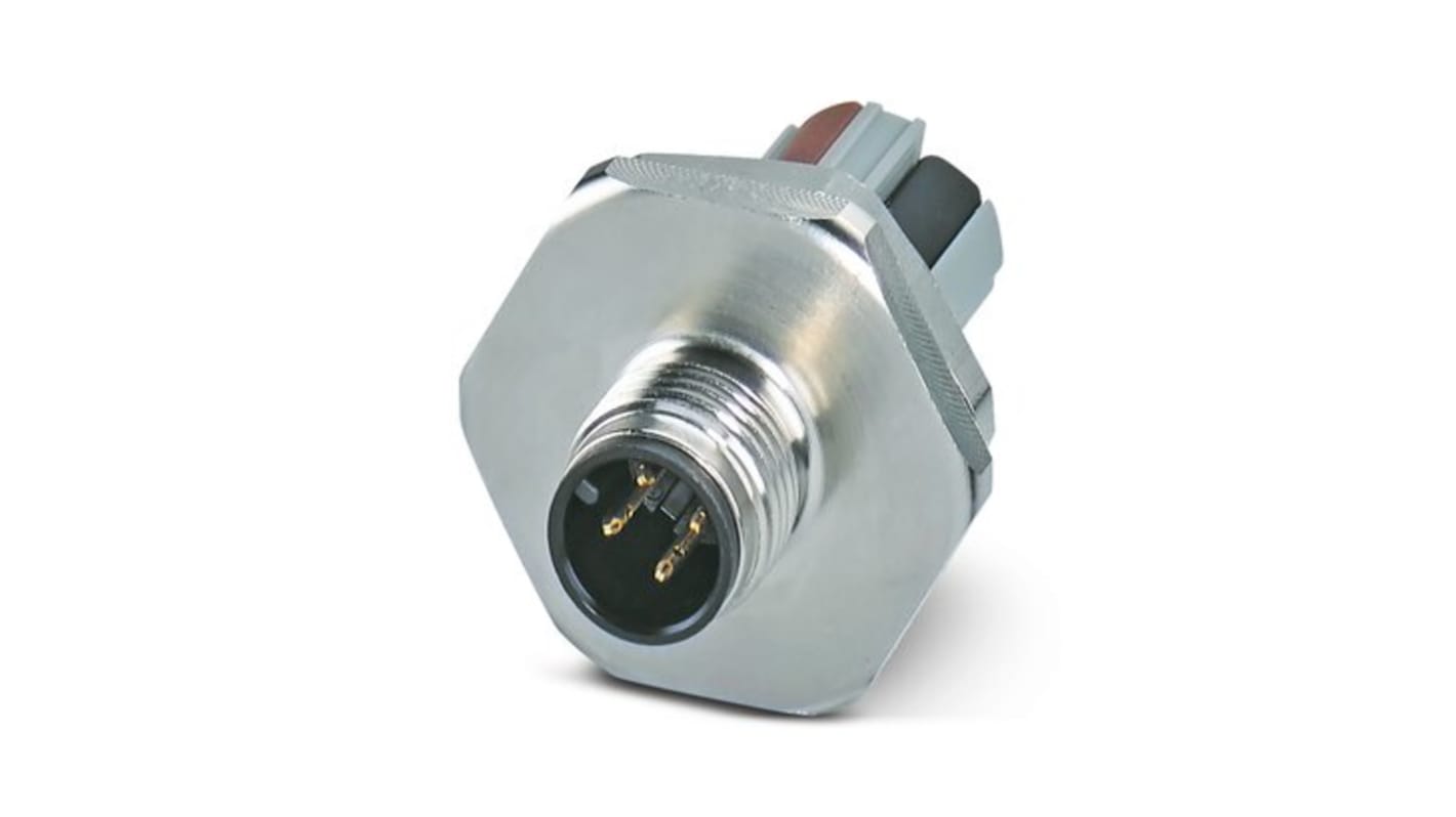 Phoenix Contact Circular Connector, 4 Contacts, Front Mount, M12 Connector, Plug, Male, IP67, SACC Series