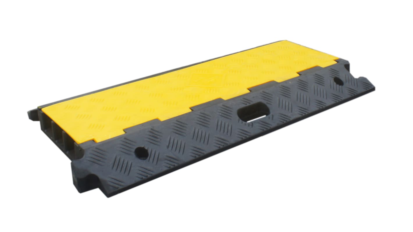 Pasacables de suelo, Viso, Negro/Amarillo, 910mm x 500 mm Caucho, Termoplástico