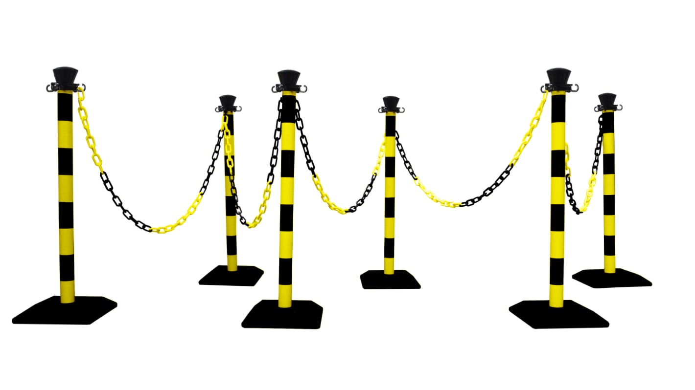 Viso Black & Yellow Plastic Safety Barrier, 10m, Black, Yellow Tape