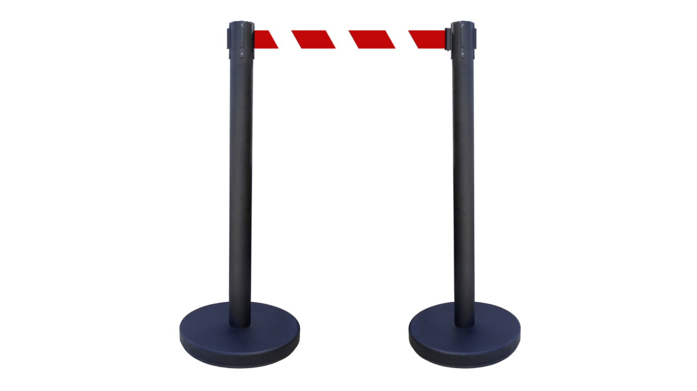 Viso Red & White Steel Safety Barrier, Red, White Tape