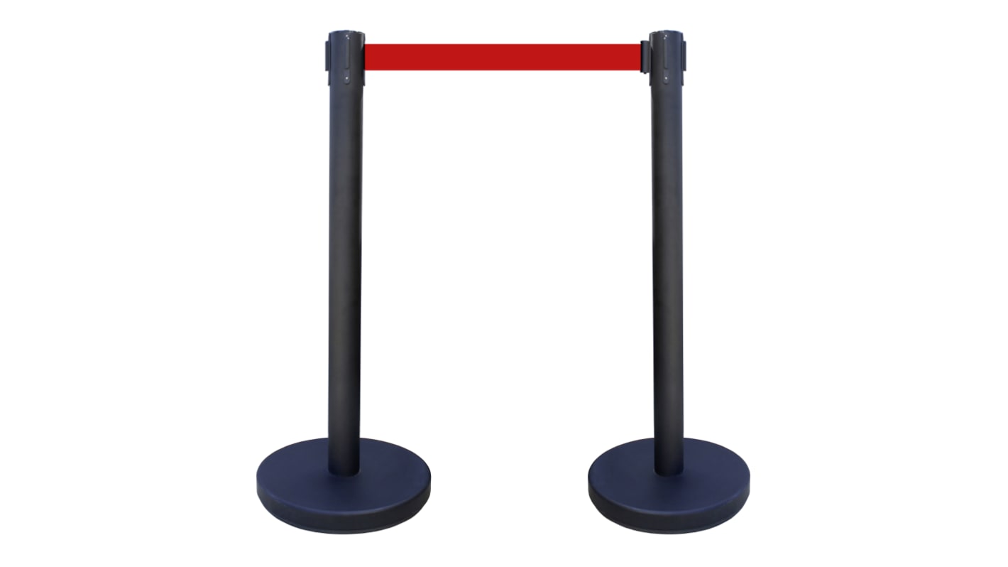 Viso Black Steel Safety Barrier, 3m, Black Tape